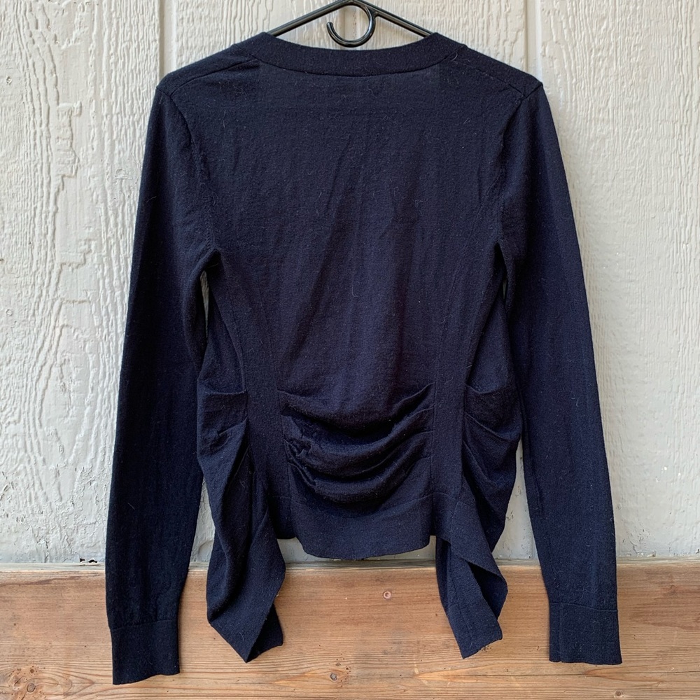 Elie Tahari 100% extra fine merino wool high low lightweight open wool cardigan - Picture 2 of 11